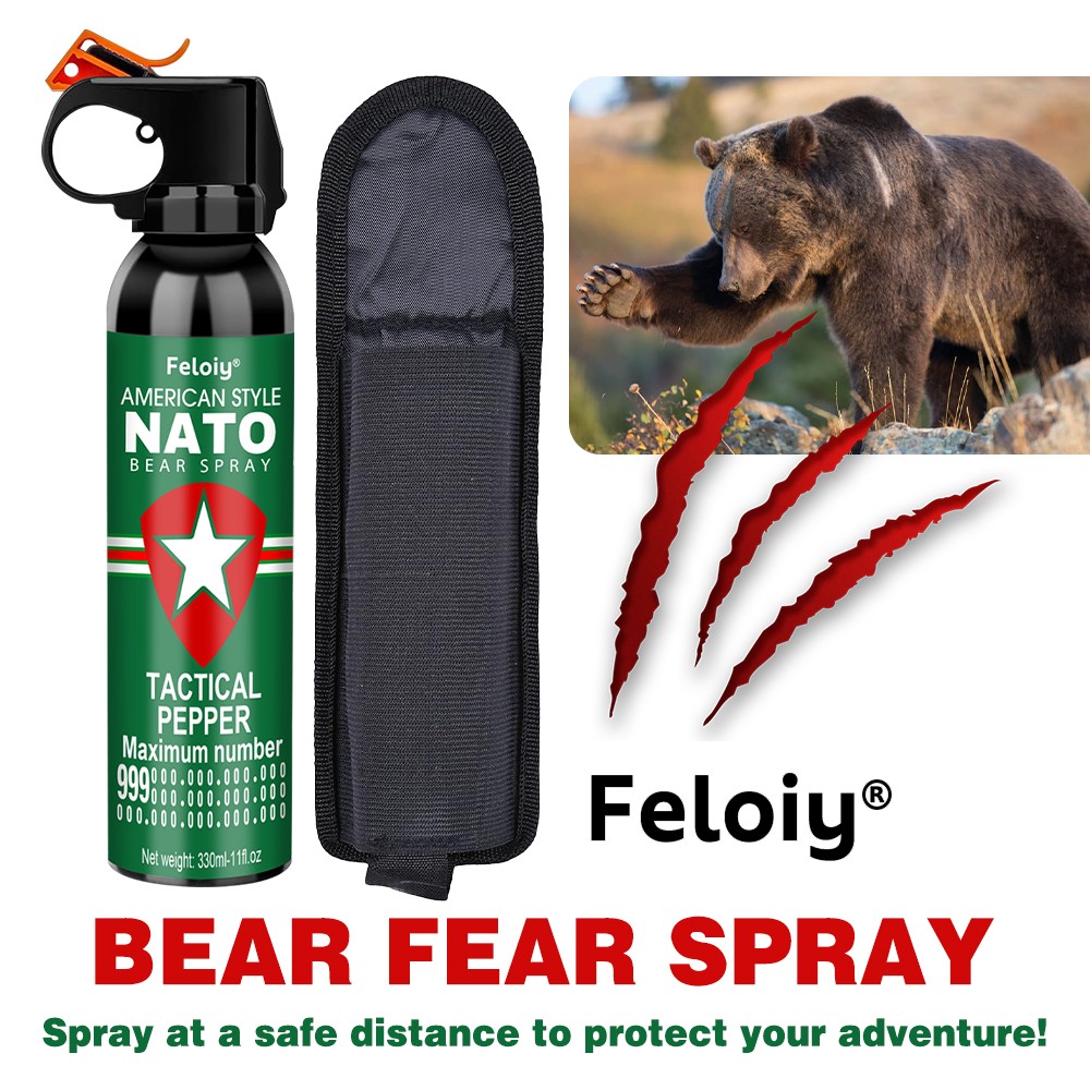 Feloiy NATO Bear Spray 11 oz Holster Powerful Stream Strongest Legal Formula