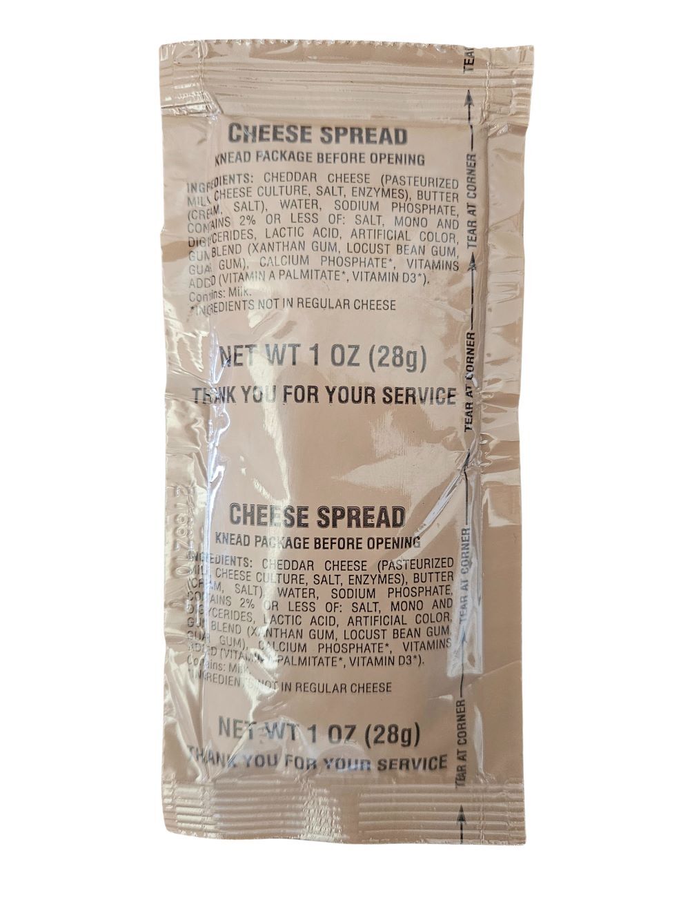 Authentic USGI Ration Component: Cheddar Cheese Spread – 12, 24, 48 & 100 Packs!