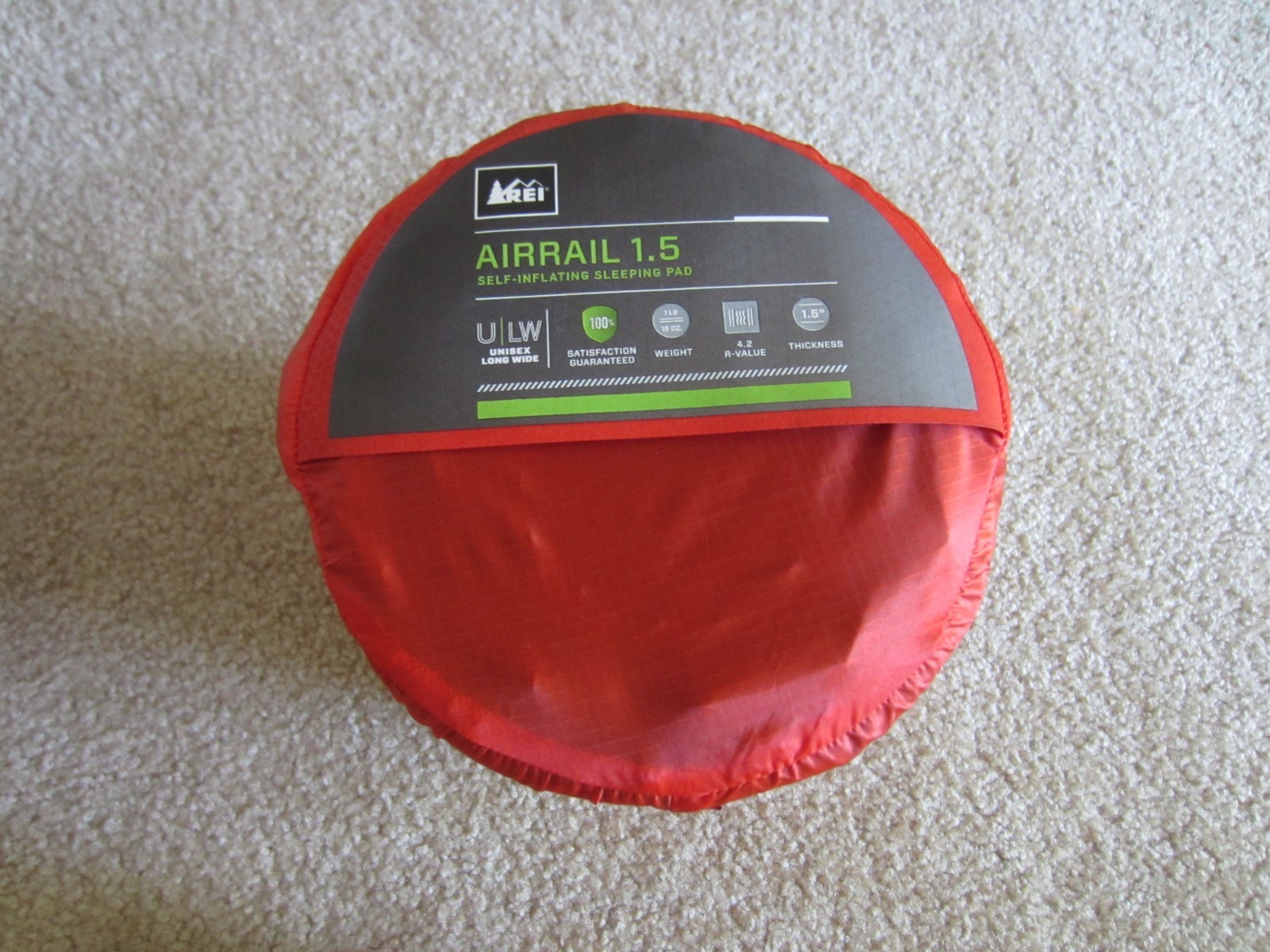 REI CO-OP Air Rail 1.5 Self Inflating Sleeping Pad unisex Long wide 25″x 78″ EUC