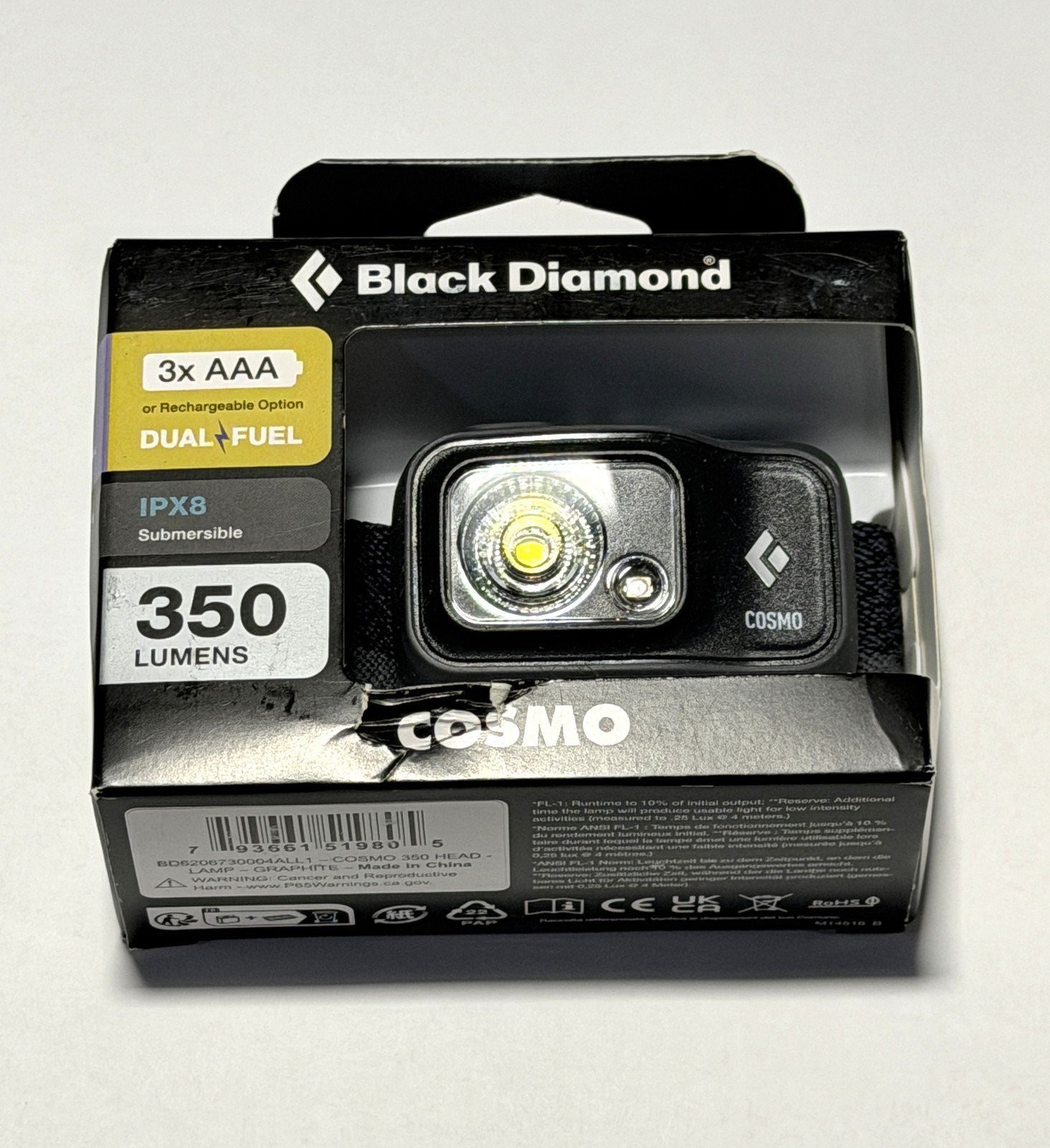 Black Diamond Cosmo 350 Headlamp – Graphite