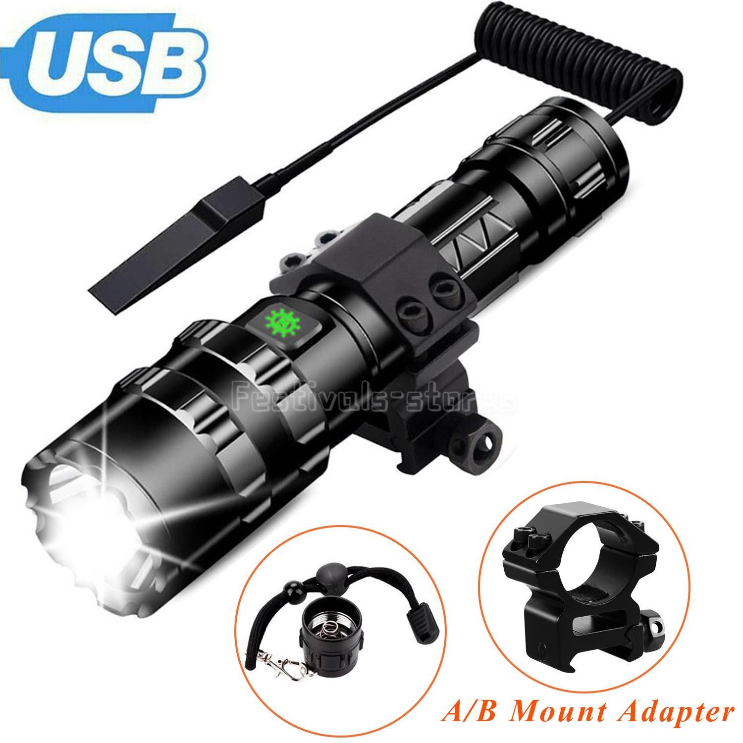 900000 Lumens Tactical Gun Flashlight Picatinny Rail Mount for Hunting Shooting