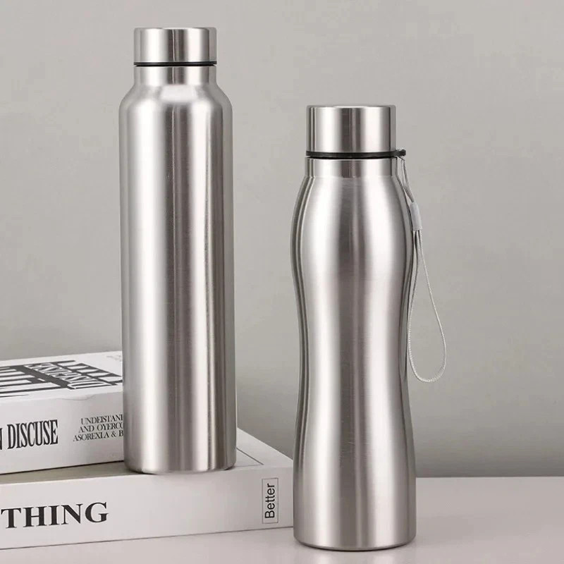 1000ml Stainless Steel Sport Water Bottle Single-Layer Rugged Metal Flask USA.