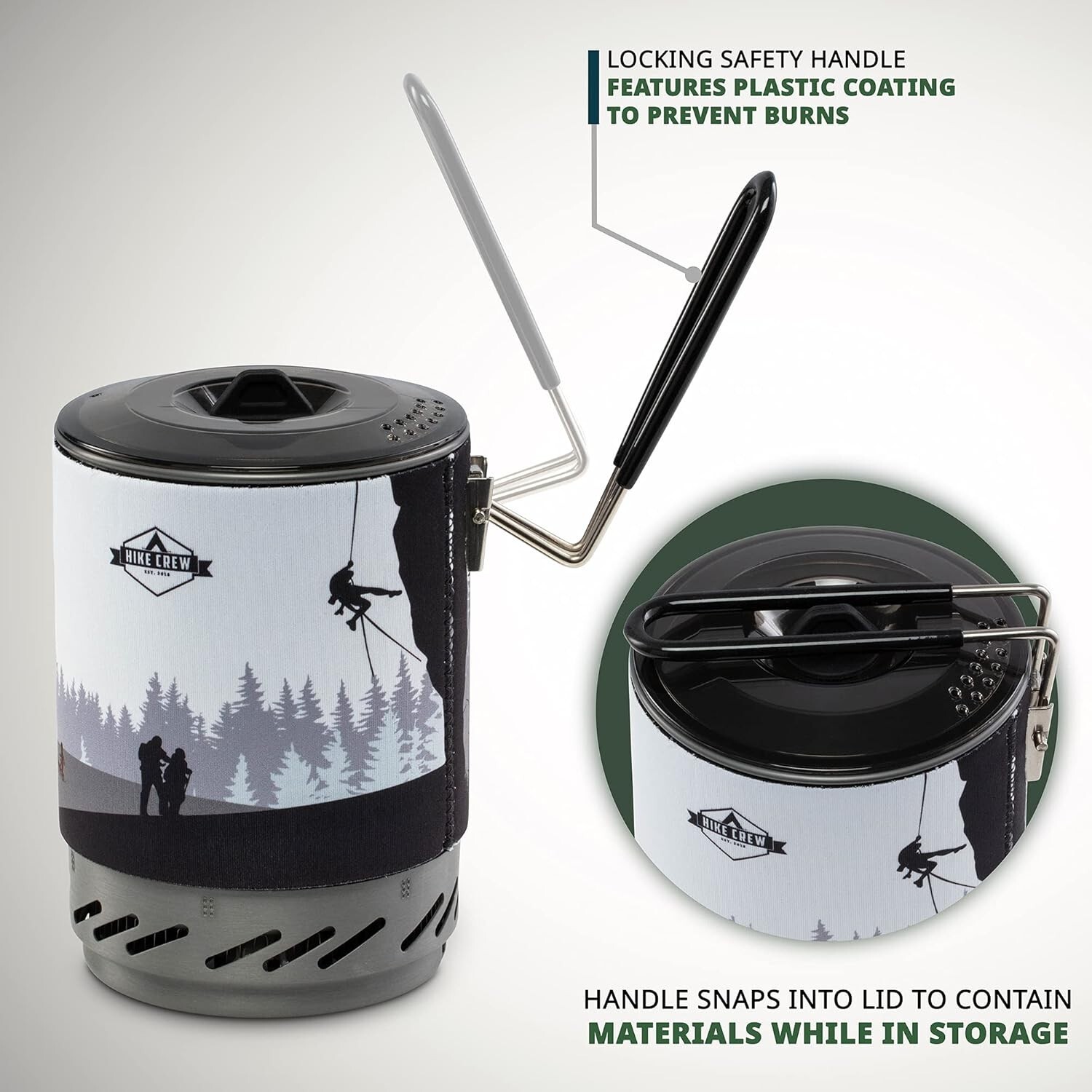 Hike Crew Portable Gas Stove with Pot Set, Camping Cooking System Jetboil Style