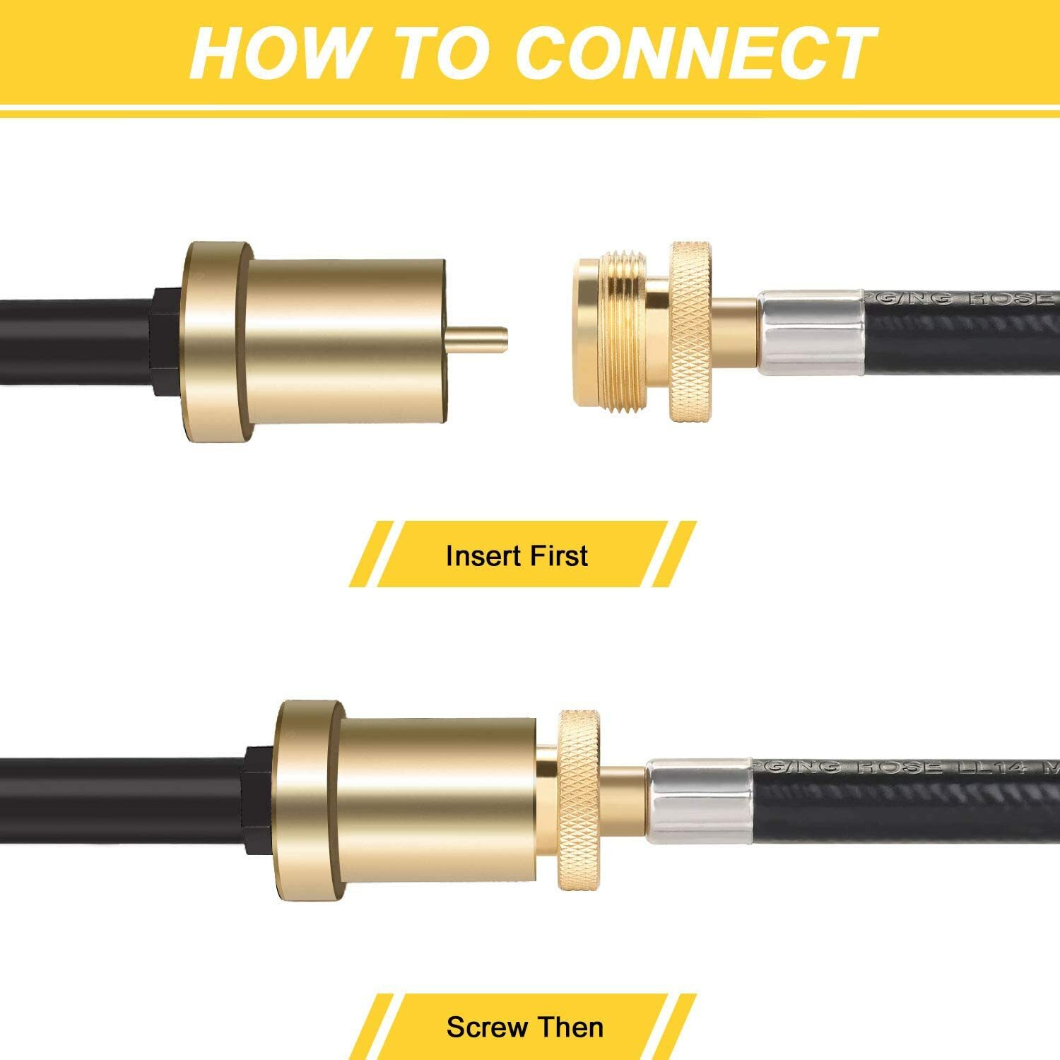 8 FT Propane Hose with QCC1 / Type1 Tank Connects 1lb Appliance to 1-20lb Tank
