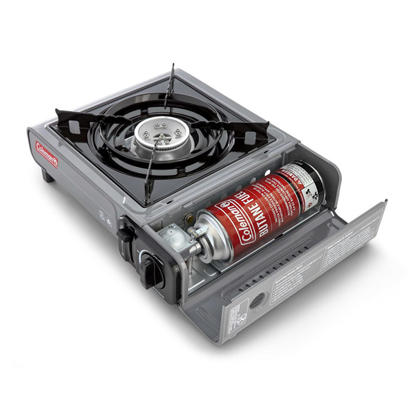 Coleman Tabletop Portable Butane Gas Camping Stove, 1 Burner, Gray Outdoor Cook