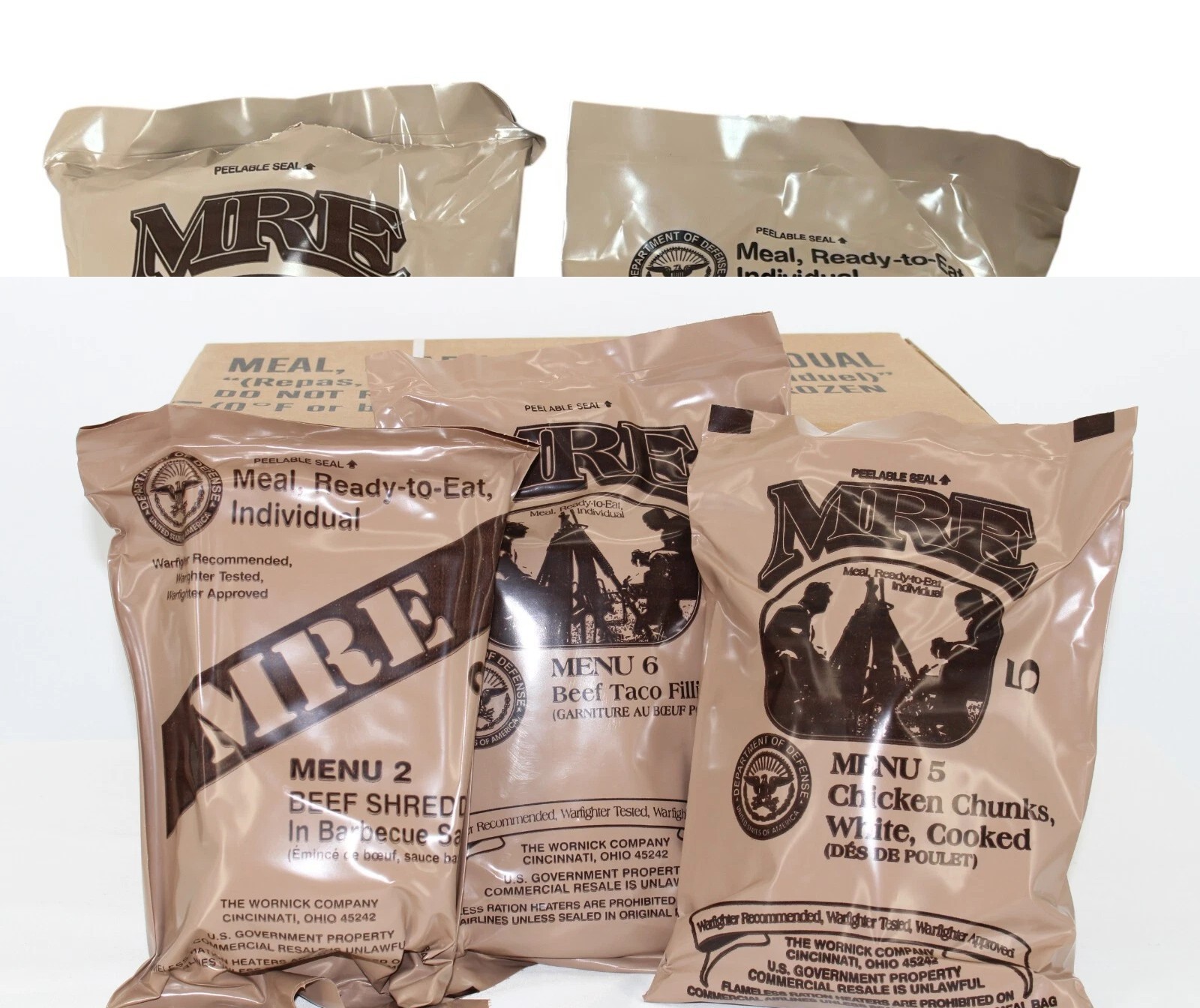 MRE 4 Pack Emergency Meals – Ready To Eat Survival Food, USA Made Military Meals