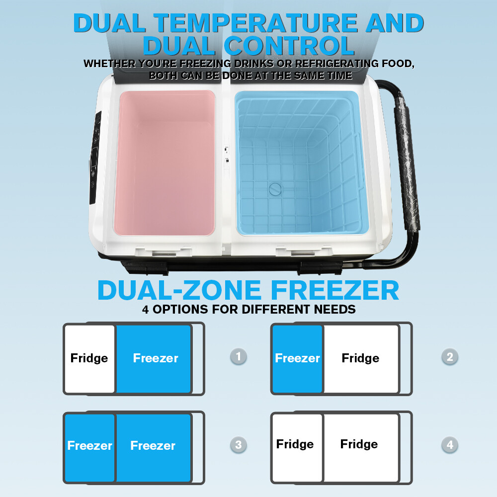 42L/50L Electric Cooler Portable Car Fridge Refrigerator Camping Dual Freezer