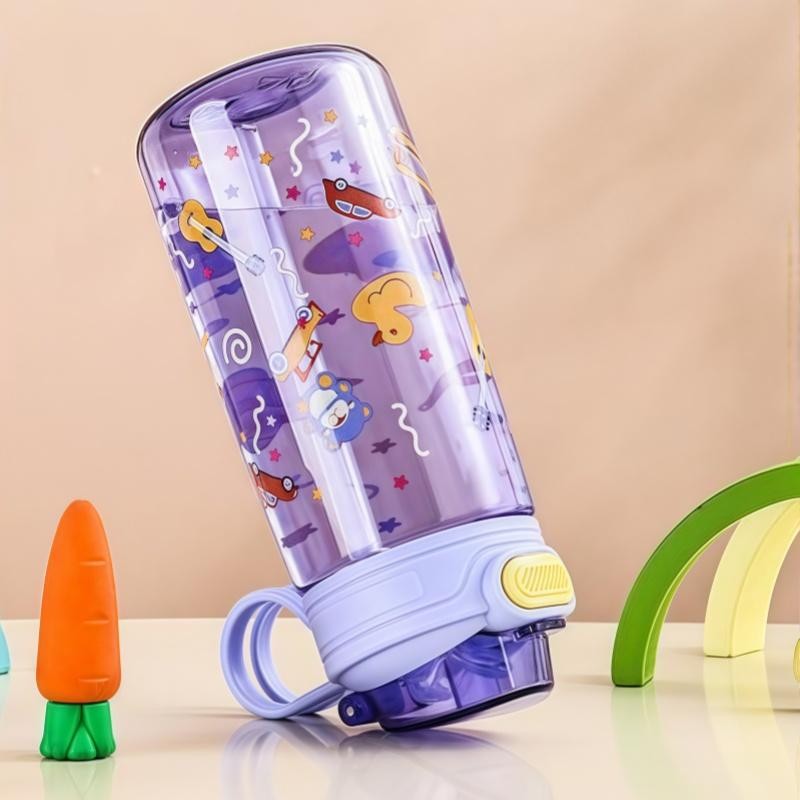 550ml Kids Cartoon Animal Water Bottle Straw Cup Leakproof Portable Outdoor